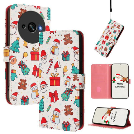 Christmas Series Buckle Leather Phone Case with Hand Strap, For Oukitel C59 / C59 Pro