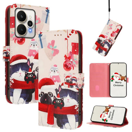 Christmas Series Buckle Leather Phone Case with Hand Strap, For Realme 15T 5G Global, For Realme 15 / 15 Pro 5G Global, For Realme C71 4G Global