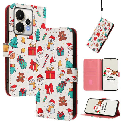 Christmas Series Buckle Leather Phone Case with Hand Strap, For Realme 15T 5G Global, For Realme 15 / 15 Pro 5G Global, For Realme C71 4G Global