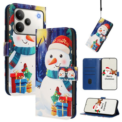 Christmas Series Buckle Leather Phone Case with Hand Strap, For Realme C71 4G India / Note 70 4G, For Realme C85 5G / 15x 5G India, For Realme P4 Pro 5G, For Realme P4 5G