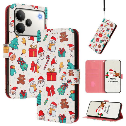 Christmas Series Buckle Leather Phone Case with Hand Strap, For Realme C71 4G India / Note 70 4G, For Realme C85 5G / 15x 5G India, For Realme P4 Pro 5G, For Realme P4 5G