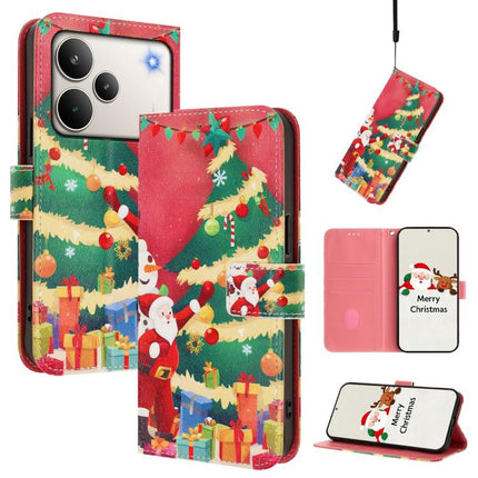 Christmas Series Buckle Leather Phone Case with Hand Strap, For Realme C71 4G India / Note 70 4G, For Realme C85 5G / 15x 5G India, For Realme P4 Pro 5G, For Realme P4 5G