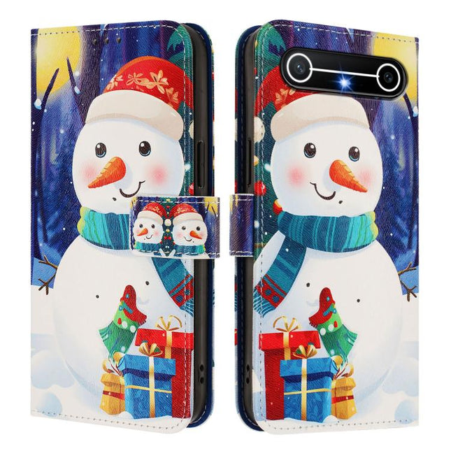Christmas Series Buckle Leather Phone Case with Hand Strap, For Tenco Spark Slim 5G