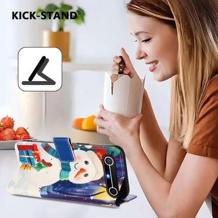 Christmas Series Buckle Leather Phone Case with Hand Strap, For Tenco Spark Slim 5G