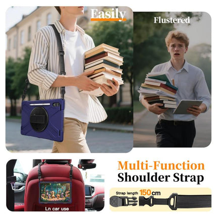 Rotatable Holder Silicone Hybrid PC Tablet Case with Shoulder Strap, For Samsung Galaxy Tab S11 Ultra