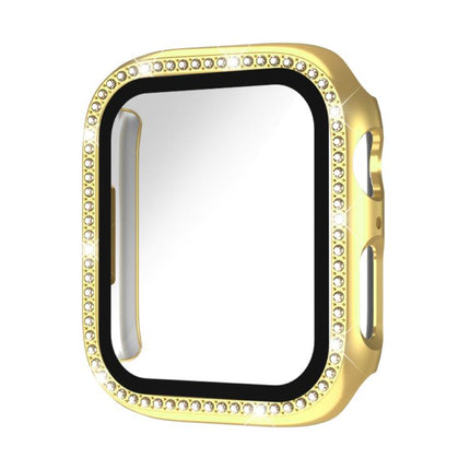 xDfind Single Row Diamond Tempered Glass Film Integrated PC Watch Case, For Apple Watch Series 11 46mm / 10 46mm, For Apple Watch Series 11 42mm / 10 42mm