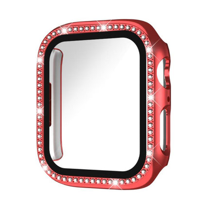 xDfind Single Row Diamond Tempered Glass Film Integrated PC Watch Case, For Apple Watch Series 44mm, For Apple Watch Series 40mm