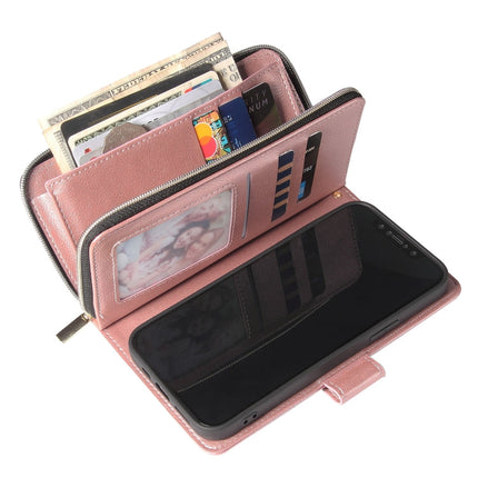 Zipper Wallet Bag Horizontal Flip PU Leather Case with Holder & 9 Card Slots & Wallet & Lanyard & Photo Frame, For iPhone 12 mini, For iPhone 12 / 12 Pro, For iPhone 12 Pro Max, For iPhone X / XS