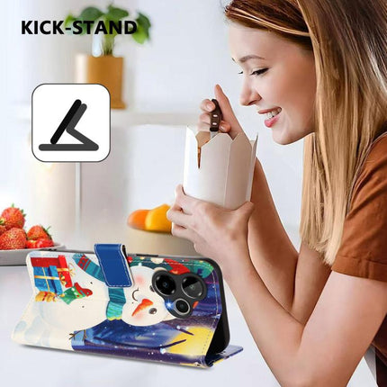 Christmas Series Buckle Leather Phone Case with Hand Strap, For Cricket Icon Plus 2026 / Icon 7 5G