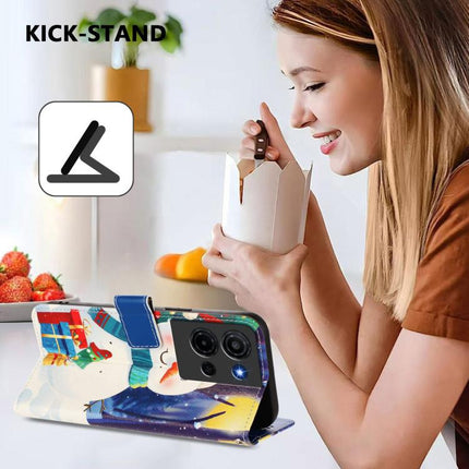 Christmas Series Buckle Leather Phone Case with Hand Strap, For TCL K32 5G / K33 5G