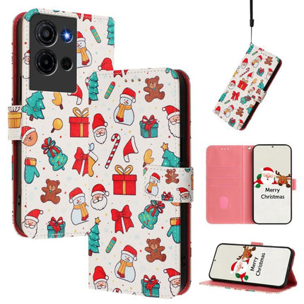 Christmas Series Buckle Leather Phone Case with Hand Strap, For TCL K32 5G / K33 5G