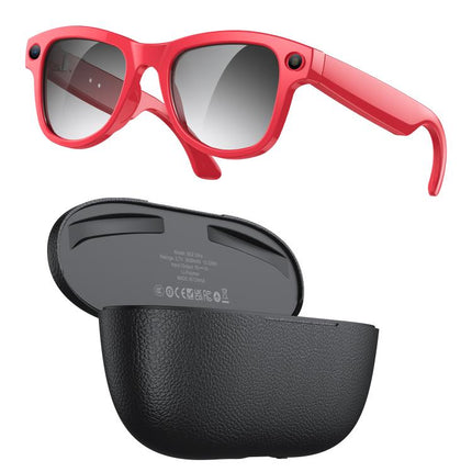 M02 Ultra 8MP Camera AI Smart Glasses Photochromic Lenses, with Black Charging Case, with Brown Charging Case