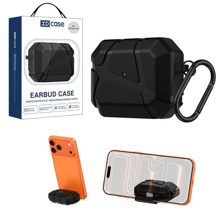 XDcase Football-style Security Lock TPU Earbud Case with Hook & Holder, For AirPods Pro 3, For AirPods 4, For AirPods Pro 2 / 1