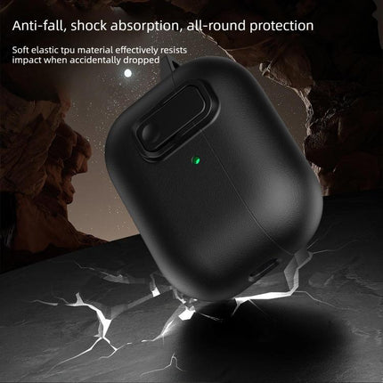 XDcase Faux Leather Texture Security Lock TPU Earbud Case, For AirPods Pro 3, For AirPods 4, For AirPods Pro 2 / 1