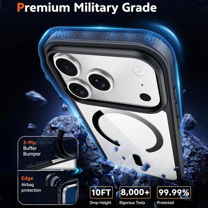 XDcase JINDUN Clear Cover Independent Metal Button Magnetic Phone Case, For iPhone 18 Pro /17 Pro, For iPhone 18 Pro Max / 17 Pro Max, For iPhone 17