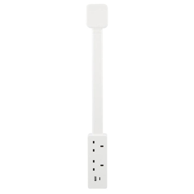 UK Plug Square Power Outlet Extender Power Socket Extension Tool With USB / Type-C Fast Charging, 3 AC + USB, UK Plug
