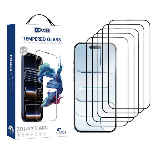 XDcase 5pcs / Pack Silk Screen Printed HD Tempered Glass Film, For iPhone 17e / 16e, For iPhone 17 Pro Max, For iPhone 17 Pro, For iPhone 17, For iPhone Air, For iPhone 16 Pro Max, For iPhone 16 Pro, For iPhone 16 Plus, For iPhone 16                   ...