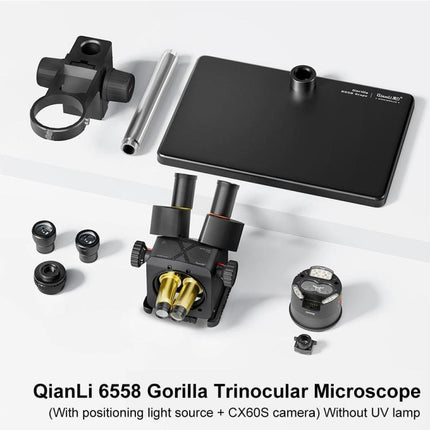 QianLi 6558 6.5X-58X Gorilla Microscope with Light Source + CX60S Camera, with Light Source + CX60S Camera,US Plug, with Light Source + CX60S Camera,EU Plug