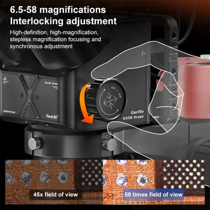 QianLi 6558 6.5X-58X Gorilla Microscope with Light Source + CX60S Camera, with Light Source + CX60S Camera,US Plug, with Light Source + CX60S Camera,EU Plug