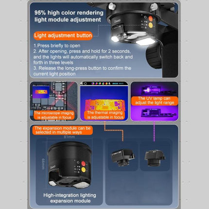 QianLi 6558 6.5X-58X Gorilla Microscope with Light Source + CX60S Camera, with Light Source + CX60S Camera,US Plug, with Light Source + CX60S Camera,EU Plug