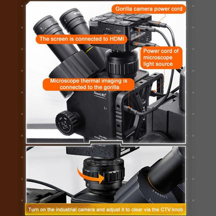 QianLi 6558 6.5X-58X Gorilla Microscope with Light Source + CX60S Camera, with Light Source + CX60S Camera,US Plug, with Light Source + CX60S Camera,EU Plug