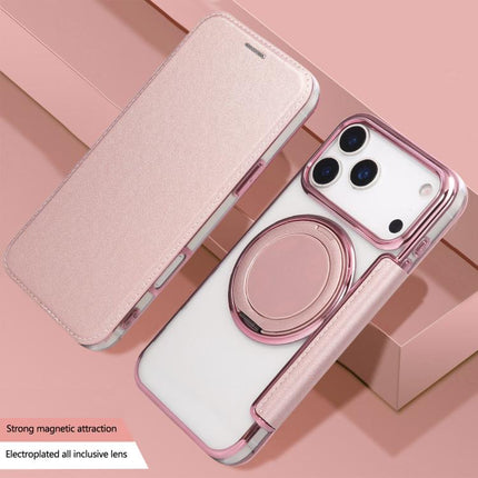 Ultra-thin Rotation Holder Magnetic Plating Vegan Leather Phone Case, For iPhone 17e / 16e, For iPhone 17 Pro Max, For iPhone 17 Pro