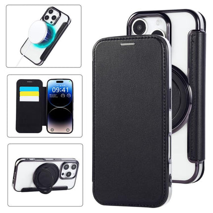 Ultra-thin Rotation Holder Magnetic Plating Vegan Leather Phone Case, For iPhone 17, For iPhone Air, For iPhone 16 Pro Max