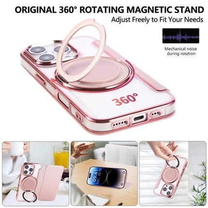 Ultra-thin Rotation Holder Magnetic Plating Vegan Leather Phone Case, For iPhone 16 Pro, For iPhone 16 Plus, For iPhone 16