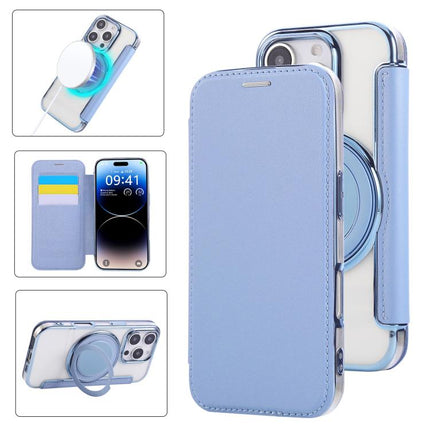 Ultra-thin Rotation Holder Magnetic Plating Vegan Leather Phone Case, For iPhone 16 Pro, For iPhone 16 Plus, For iPhone 16