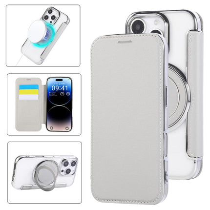 Ultra-thin Rotation Holder Magnetic Plating Vegan Leather Phone Case, For iPhone 16 Pro, For iPhone 16 Plus, For iPhone 16