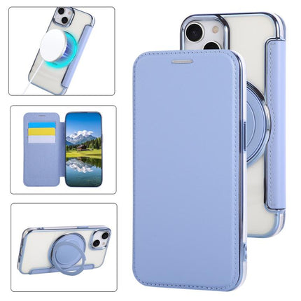 Ultra-thin Rotation Holder Magnetic Plating Vegan Leather Phone Case, For iPhone 15, For iPhone 14 / 13, For iPhone 14 Pro
