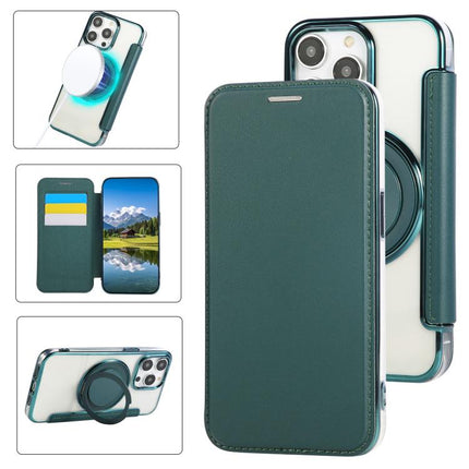 Ultra-thin Rotation Holder Magnetic Plating Vegan Leather Phone Case, For iPhone 14 Pro Max, For iPhone 13 Pro Max, For iPhone 13 Pro