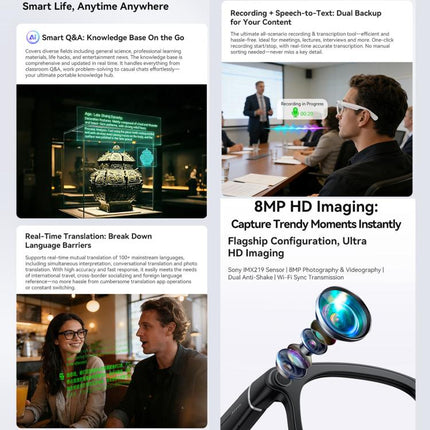 X01 Cycling Smart AI Sports Glasses 8MP HeyCyan, Six-axis Image Stabilization, Wi-Fi, BT Call, AI Voice Assistant, AI Translation