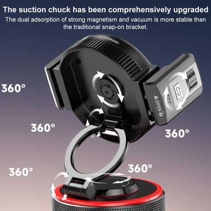K33 360 Degree Rotation Vacuum Suction Magnetic and Clamp Dual Use Car Phone Holder, K33