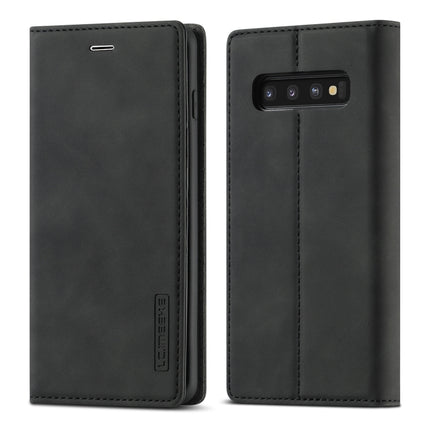 LC.IMEEKE Strong Magnetism Ultra-thin Horizontal Flip Shockproof Matte TPU + PU Leather Case with Holder & Card Slots & Wallet, For Samsung Galaxy S10, For Samsung Galaxy S10+