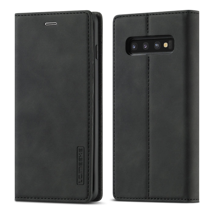 LC.IMEEKE Strong Magnetism Ultra-thin Horizontal Flip Shockproof Matte TPU + PU Leather Case with Holder & Card Slots & Wallet, For Samsung Galaxy S10, For Samsung Galaxy S10+