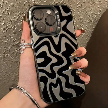 Wavy Stripes Pattern Frosted IMD 2-in-1 PC Phone Case, For iPhone Air, For iPhone 16 Pro Max, For iPhone 16 Pro, For iPhone 16 Plus