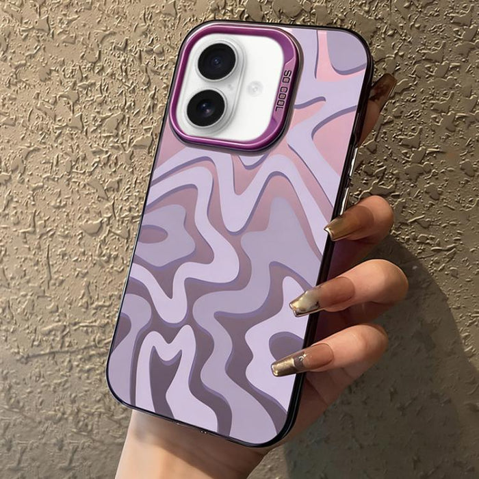 Wavy Stripes Pattern Frosted IMD 2-in-1 PC Phone Case, For iPhone 16, For iPhone 15 Pro Max, For iPhone 15 Pro, For iPhone 15 Plus