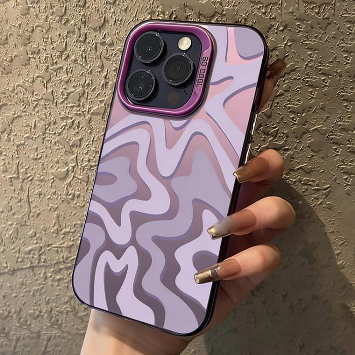 Wavy Stripes Pattern Frosted IMD 2-in-1 PC Phone Case, For iPhone 14 Pro Max, For iPhone SE 2022 / SE 2020 / 7 / 8, For iPhone 13 Pro Max, For iPhone 13 Pro