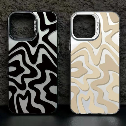 Wavy Stripes Pattern Frosted IMD 2-in-1 PC Phone Case, For iPhone 17e / 16e, For iPhone 17 Pro Max, For iPhone 17 Pro, For iPhone 17