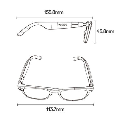 Yesido IO38 Smart Audio Glasses, Bluetooth-Compatible 5.0 Sunglasses with Hi-Fi Sound, Hands-Free Calling, Magnetic Charging & Long Battery Life, IO38