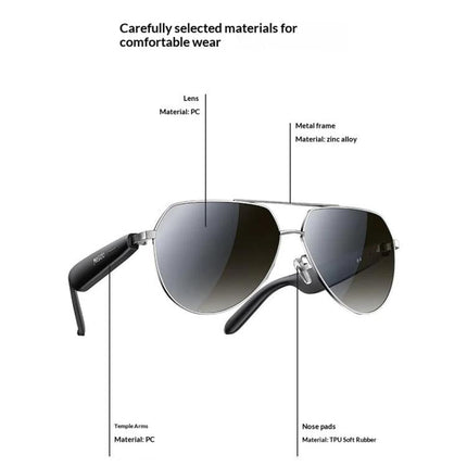 Yesido IO44 Smart Audio Glasses, Bluetooth-Compatible 5.4 Open-Ear Headphones / Polarized Sunglasses with Microphone for Travel / Business, IO44