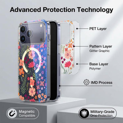 IMD Blue Light Jungle Series Magnetic Phone Case, For iPhone 17e / 16e, For iPhone 17 Pro Max, For iPhone 17 Pro, For iPhone 17