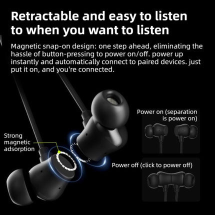 Langsdom BS21 Long Battery Life Magnetic Switch Neckband Bluetooth Headphones