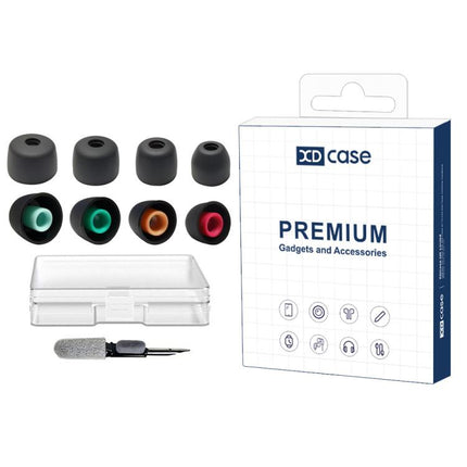 XDcase 4 Pairs Replacement Silicone Ear Tips Kit, XS/S/M/L Size, Cleaning Brush Color Random, 4 Pairs