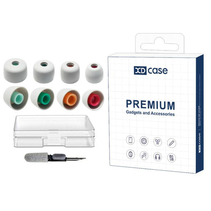 XDcase 4 Pairs Replacement Silicone Ear Tips Kit, XS/S/M/L Size, Cleaning Brush Color Random, 4 Pairs