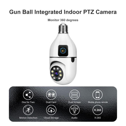 V380 Pro 4MP Full-Color Dual-Lens 2.4GHz WiFi Wireless E27 Socket Bulb Night Vision PTZ Camera