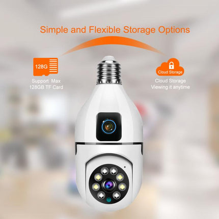 V380 Pro 4MP Full-Color Dual-Lens 2.4GHz WiFi Wireless E27 Socket Bulb Night Vision PTZ Camera