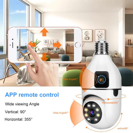 V380 Pro 4MP Full-Color Dual-Lens 2.4GHz WiFi Wireless E27 Socket Bulb Night Vision PTZ Camera
