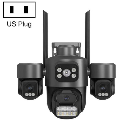 ICSee Triple-Lens 3MP Wireless WiFi Security Camera, Three-Screen Panoramic PTZ IP Camera with Full-Color Night Vision, US Plug, EU Plug